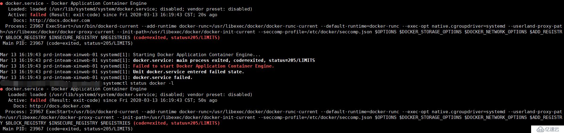 centos7刚安装的docker 1.13.1启动报错Docker failed to start