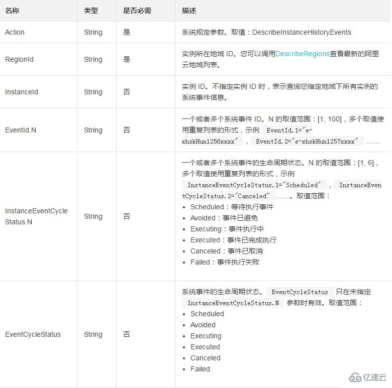 查询最近一周指定实例历史系统事件信息的方法