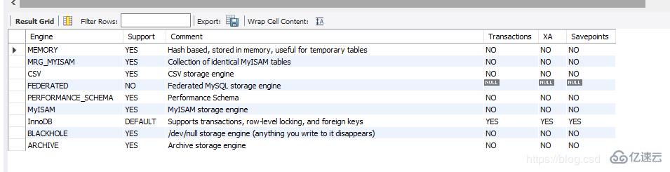 mysql有哪些存储引擎