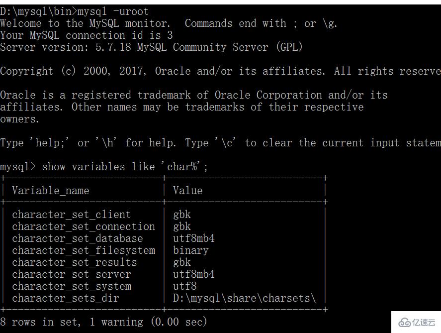 MySql5.7.18字符集配置的方法