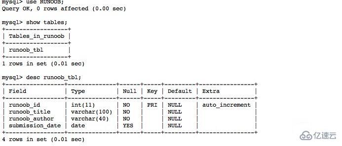 mysql如何创建数据表