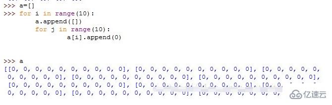 python创建二维列表的方法