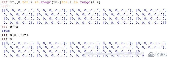 python创建二维列表的方法