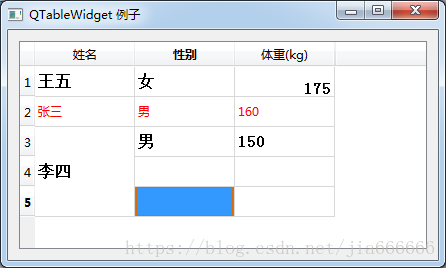 如何在python中使用QTableWidget控件