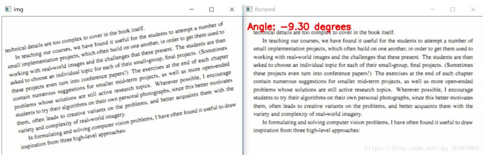 如何在Python中使用OpenCV实现一个旋转文本校正功能