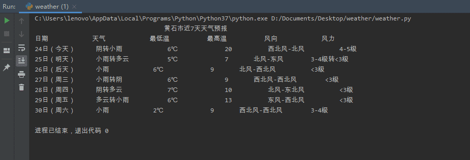 基于Python如何获取城市近7天天气预报