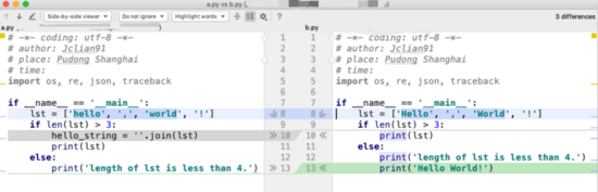 PyCharm如何文件比对