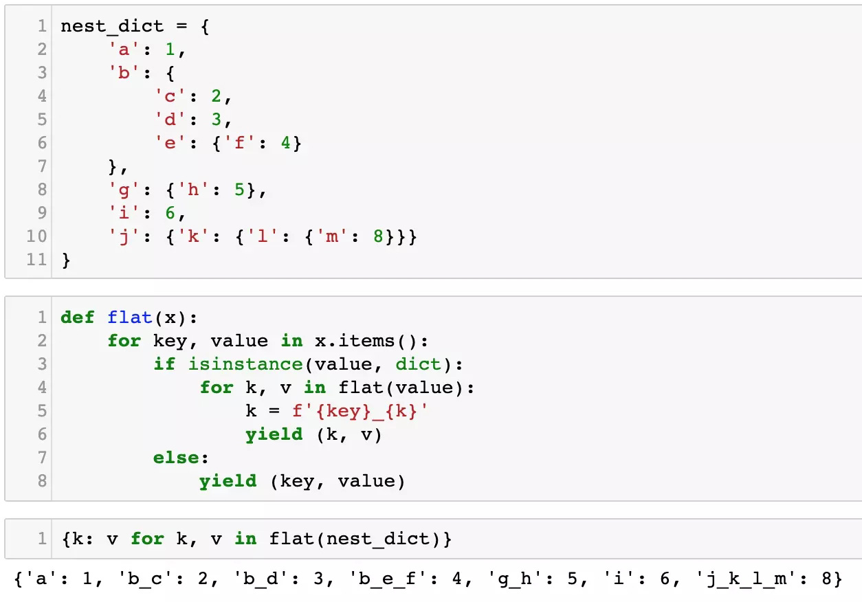 python使用yield压平嵌套字典的超简单方法