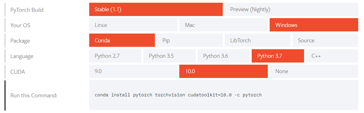 Win10+GPU版Pytorch1.1安装的安装步骤