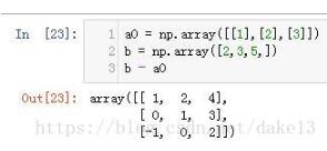 Python中如何实现矩阵或者数组相减