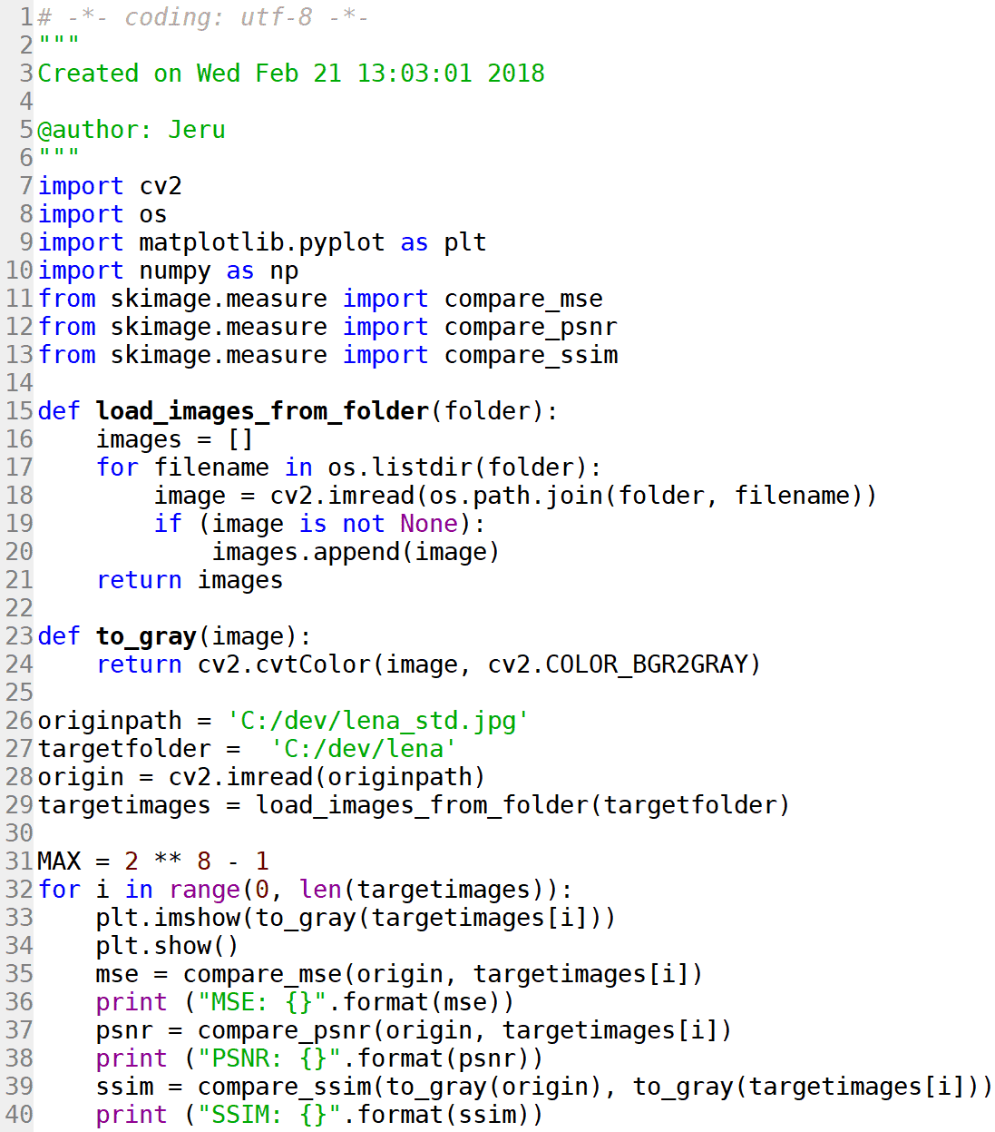 用Python+OpenCV对比图像质量的几种方法