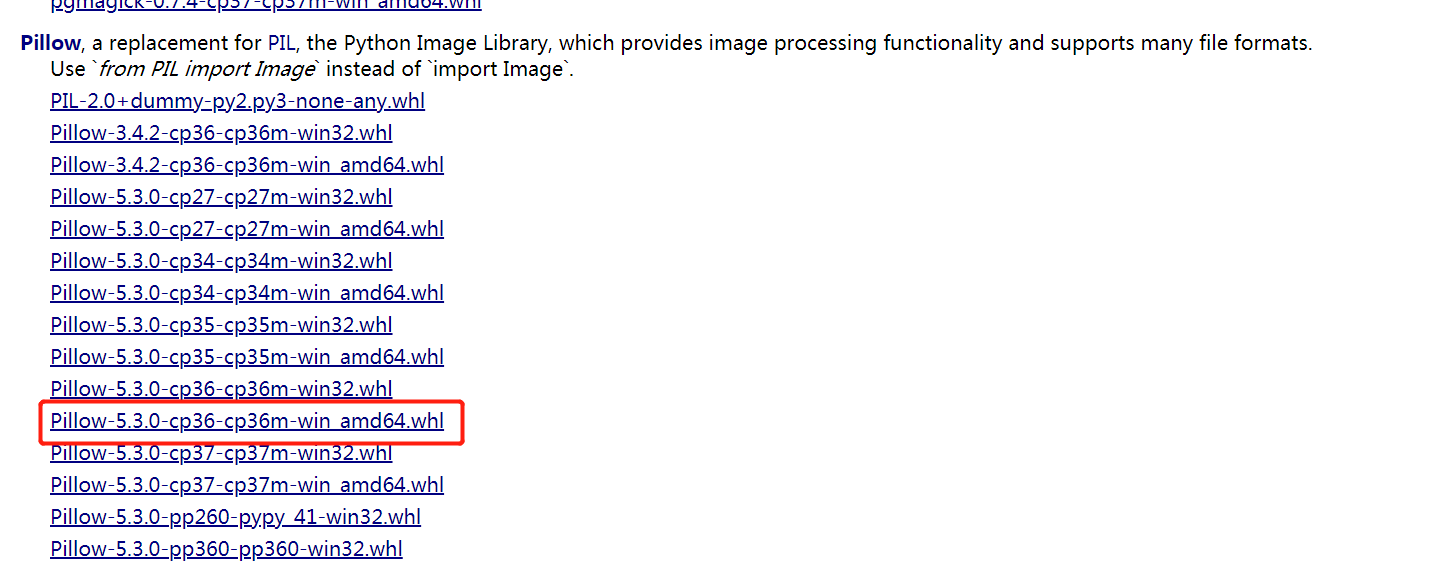 Pillow for python store 3.6