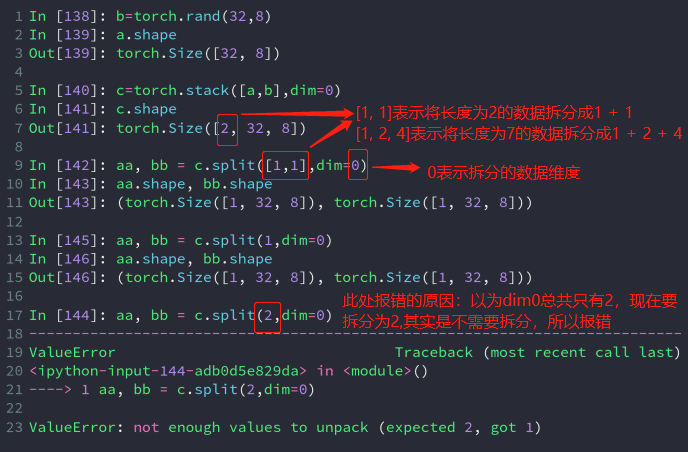 Pytorch实现数据拼接与拆分操作的方法