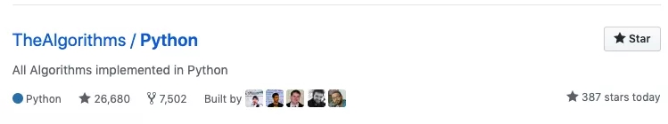 GitHub 熱門：Python 算法大全,Star 超過 2 萬