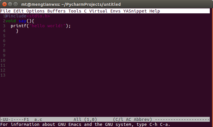Python实现的调用C语言函数功能简单实例