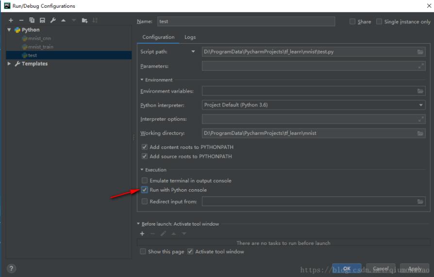 pycharm运行程序时如何在Python console窗口中运行