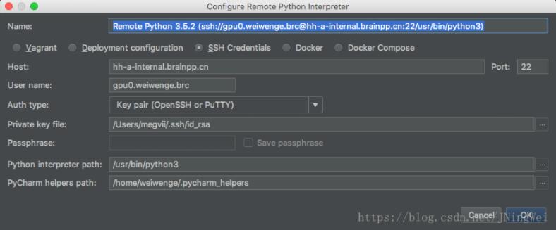 pycharm 配置远程解释器的方法