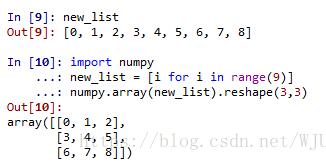 python numpy 一維數(shù)組轉(zhuǎn)變?yōu)槎嗑S數(shù)組的實例