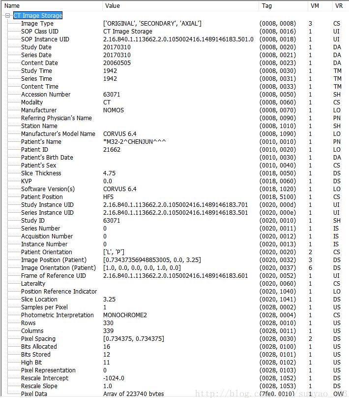 如何使用python读取DICOM头文件