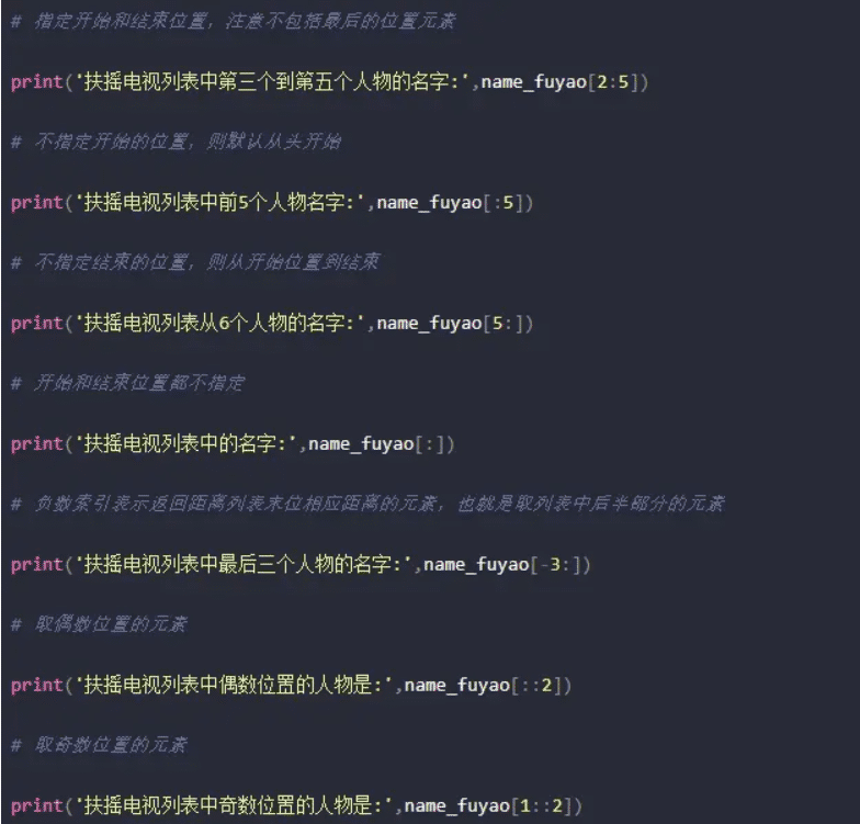 Python列表切片常用操作的示例分析