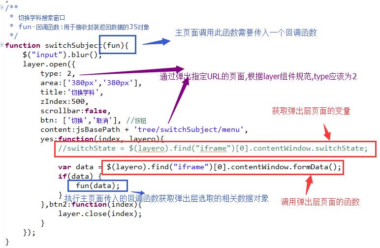 layer.open组件获取弹出层页面变量、函数的实例