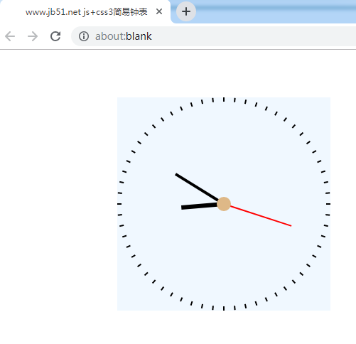 JS+CSS3实现的简易钟表效果示例