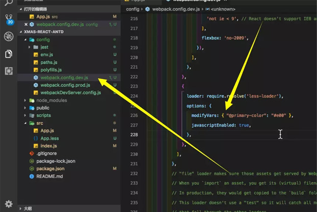 React降級配置及Ant Design配置的示例分析