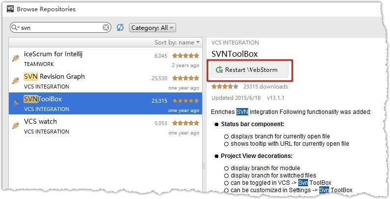 Webstorm2016中SVN插件怎么用