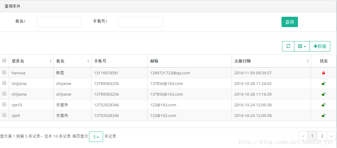 bootstrap table表格插件之服务器端分页的示例分析