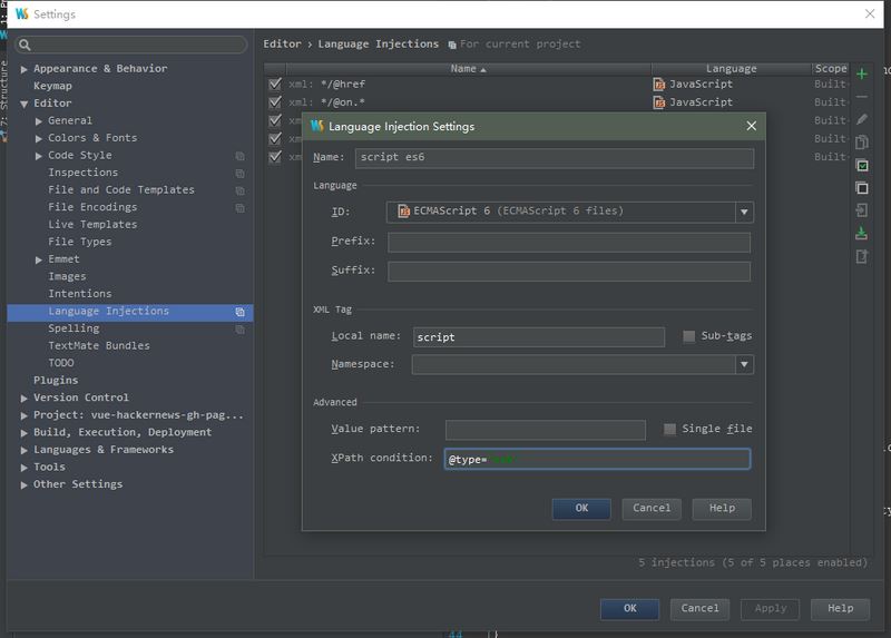 webstorm如何添加*.vue文件支持