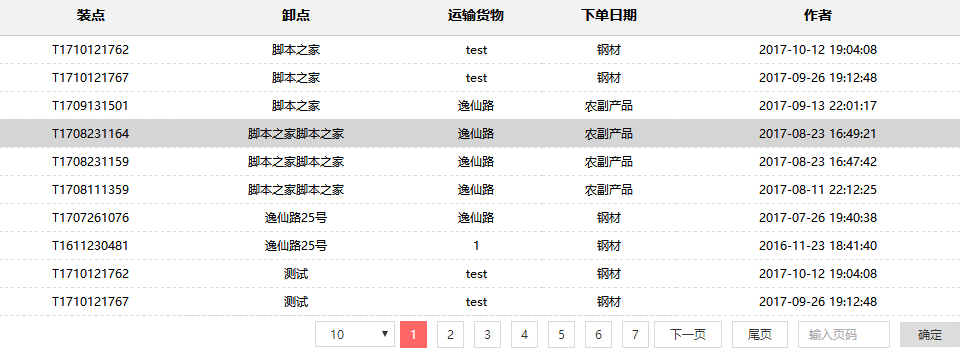 jQuery实现页码跳转式动态数据分页