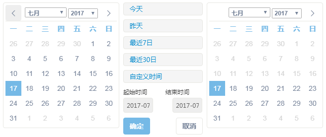 BootStrap的双日历时间控件使用