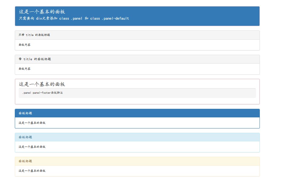 Bootstrap面板（Panels）的简单实现代码