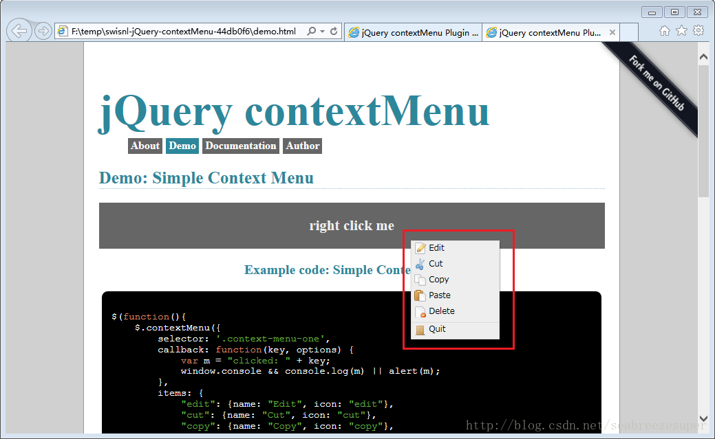 jquery插件ContextMenu设置右键菜单