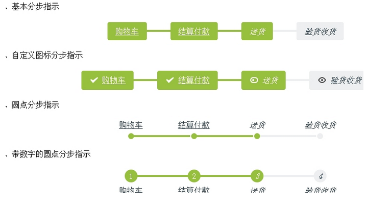 基于JS实现9种不同的面包屑和分布式多步骤导航效果