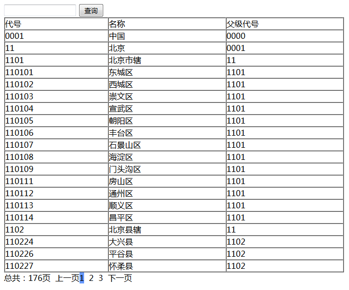 ajax的分页查询示例（不刷新页面）