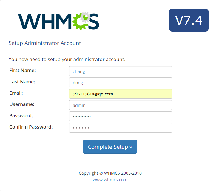 WHMCS V7.4.2如何安装