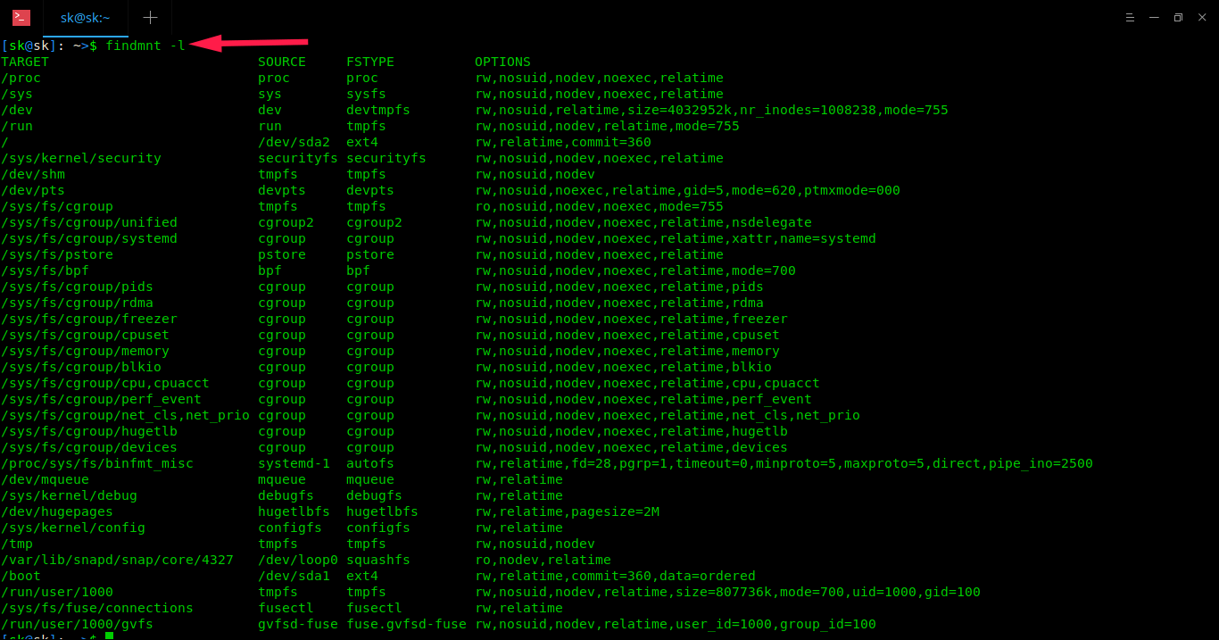 Linux中查看已挂载的文件系统类型的示例