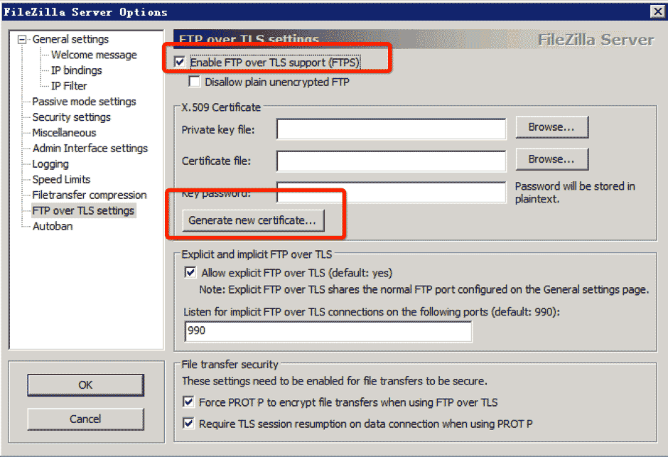 FileZilla FTP Server安全加固的示例分析