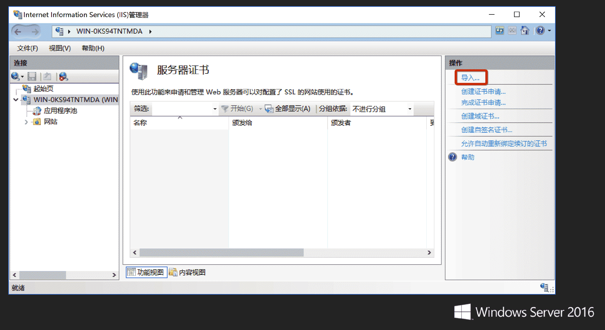 Windows Server 2016 IIS10 设置HTTPS HTTP/2 并跑分到 A+