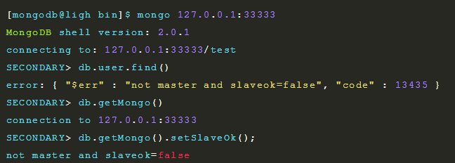 MongoDb中"not master and slaveok=false"错误怎么解决