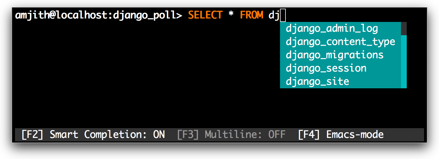 mysql数据库中mycli的示例分析