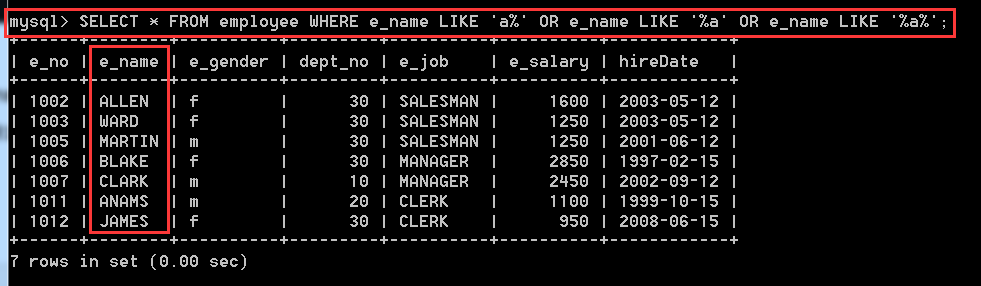 MySQL数据库中表查询操作的示例分析