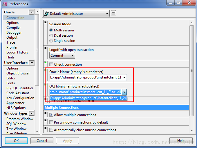 PLSQL Developer连接Oracle11g 64位数据库配置的示例分析