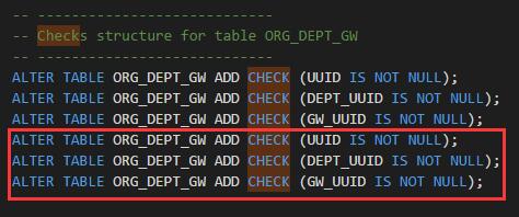 关于sql脚本导入Oracle时重复生成check约束的问题解决