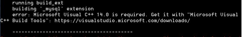 解决安装mysqlclient的时候出现Microsoft Visual C++ 14.0 is required报错