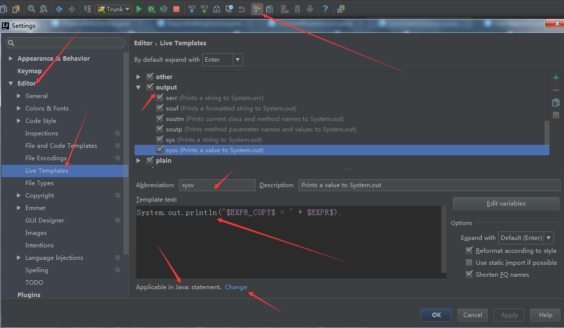 IntelliJ IDEA如何设置代码的快捷编辑模板Live Templates