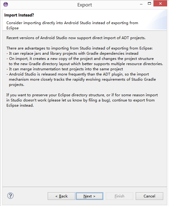 如何将Eclipse代码导入到AndroidStudio