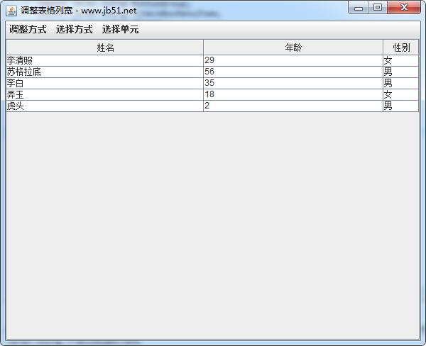 如何在Java中使用JTable表格