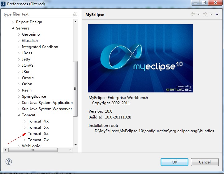 tomcat如何在myeclipse10中进行配置